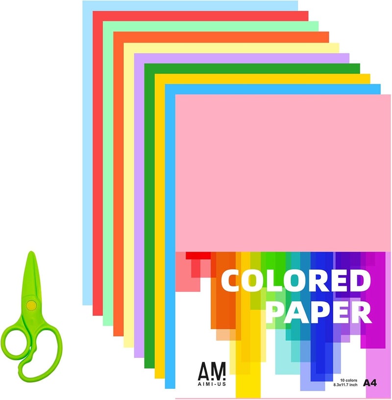 AiMi Construction Paper 100 Sheets Assorted Colors Bulk for School Supplies A4 Copy Paper Classroom Supplies Elementary Great for Arts Painting Coloring Drawing Creating Crafts - Image 4